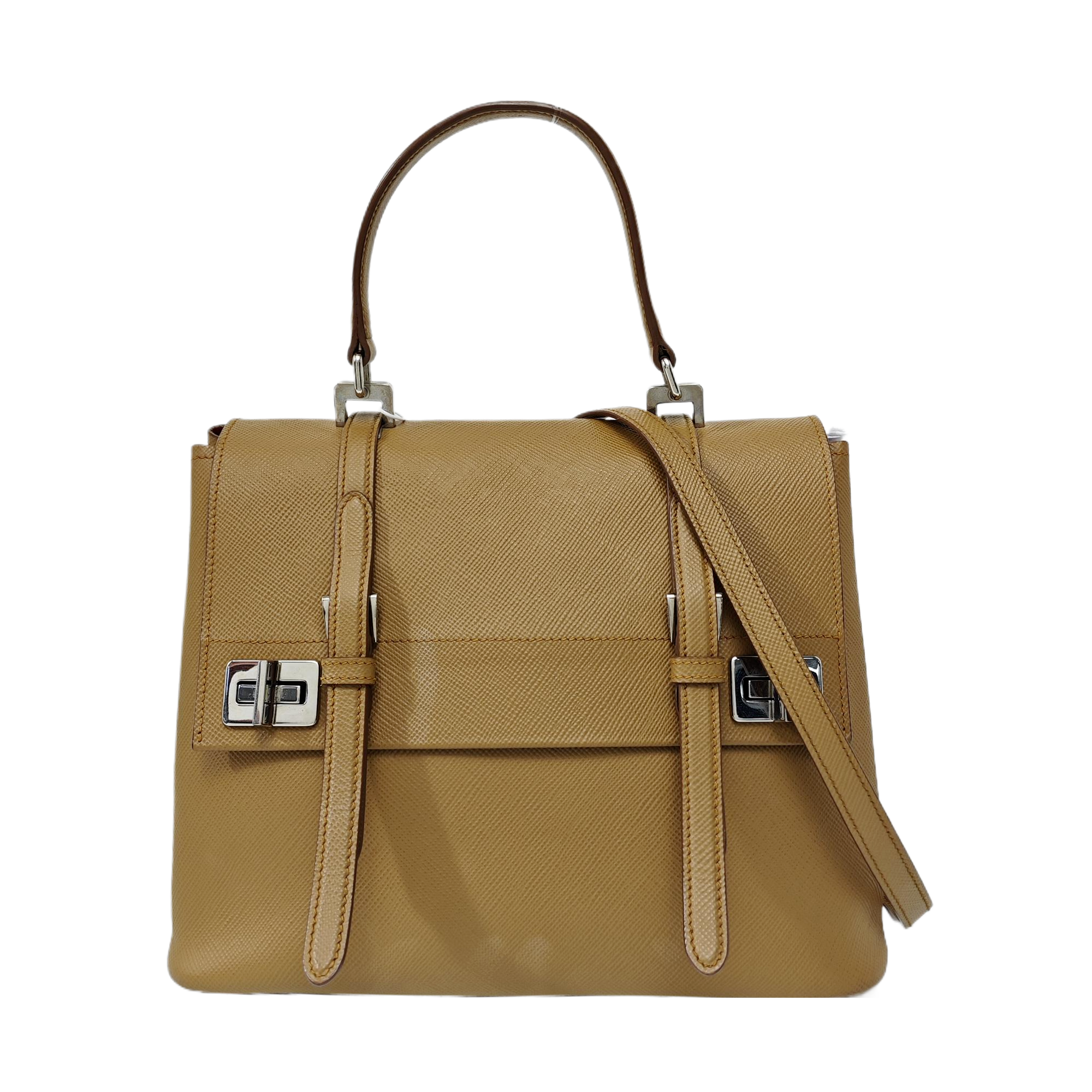 Saffiano Calfskin Shoulder Bag Brown
