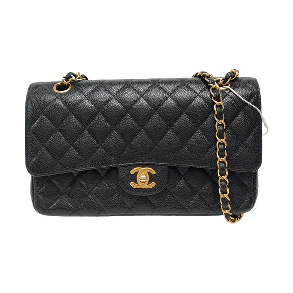 CLASSIC FLAP Medium Quilted Grained Calfskin Black