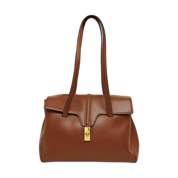 Authenticated pre-owned  16 Medium Calfskin Brown - Top Handle Bag at Looply