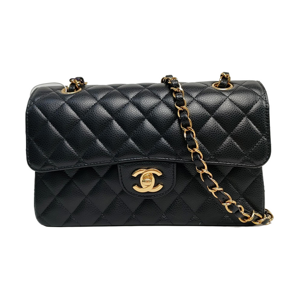 CLASSIC FLAP Small Quilted Grained Calfskin Black