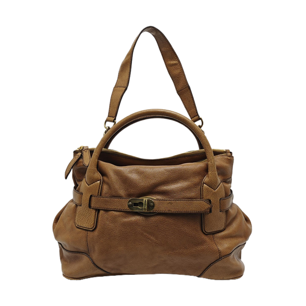 Calfskin Shoulder Bag Brown