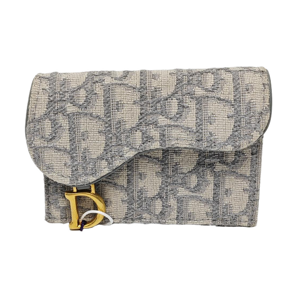 Authenticated pre-owned  Saddle Oblique Fabric Gray Card Holder - Card Holder at Looply