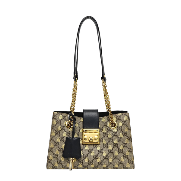 Padlock Small Monogram Coated Canvas Beige