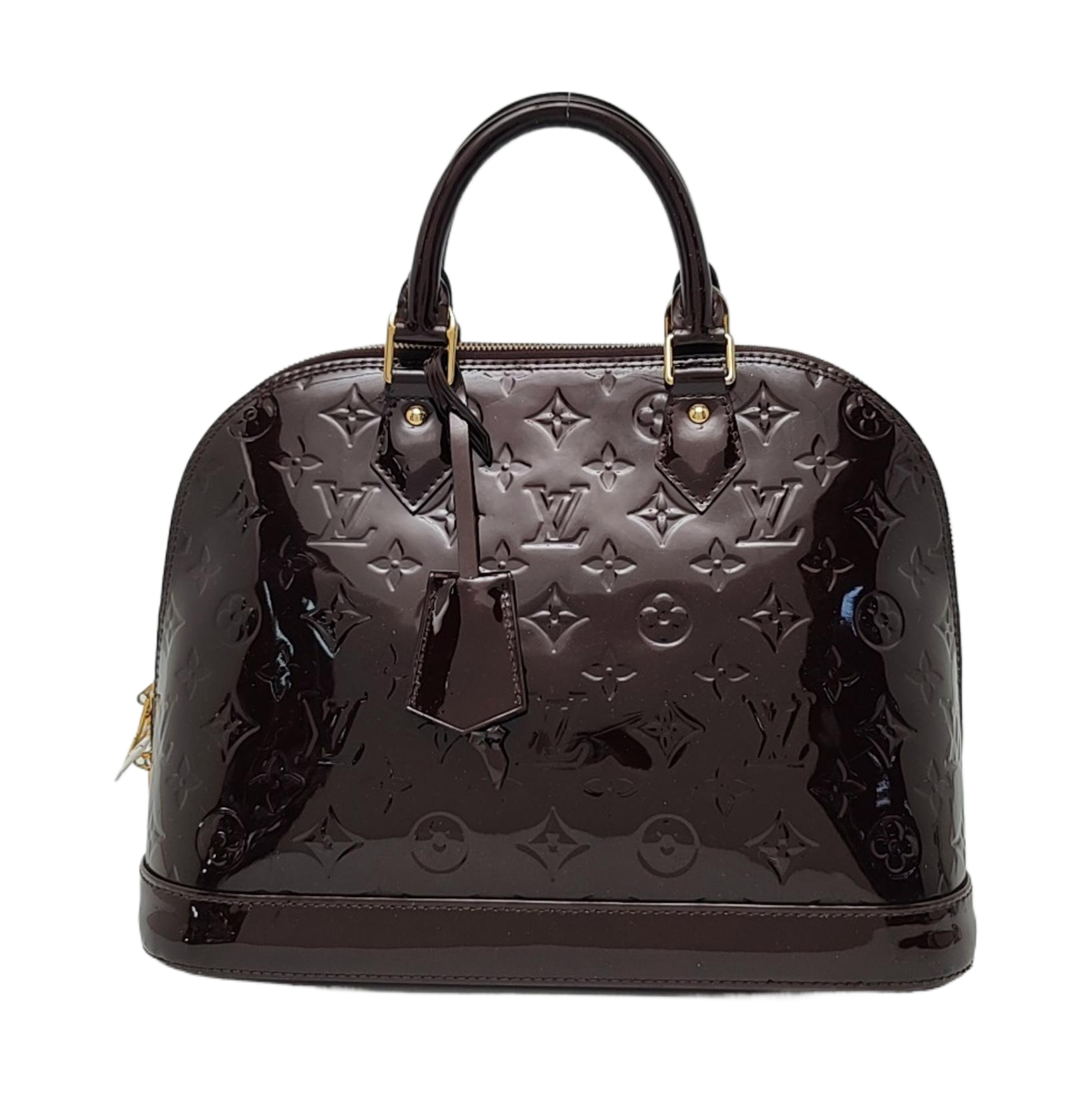 Authenticated pre-owned  ALMA PM Monogram Patent Leather Burgundy - Top Handle Bag at Looply