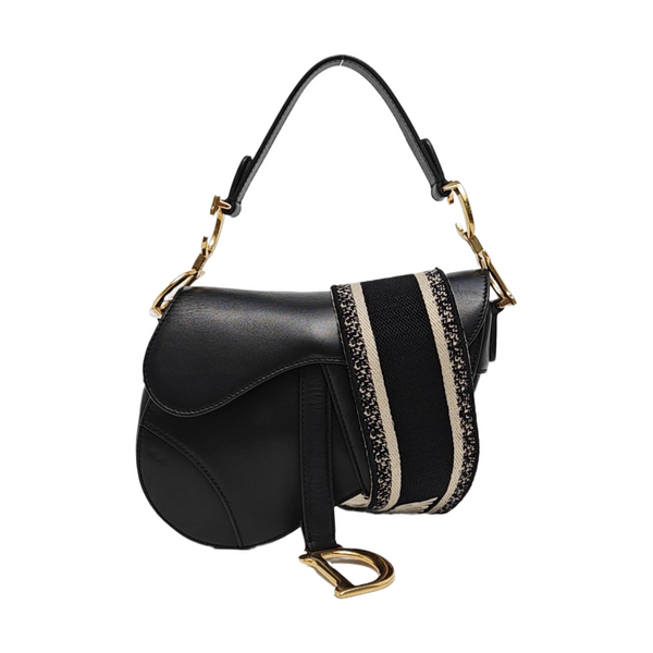 Authenticated pre-owned  Saddle Calfskin Black - Shoulder Bag at Looply