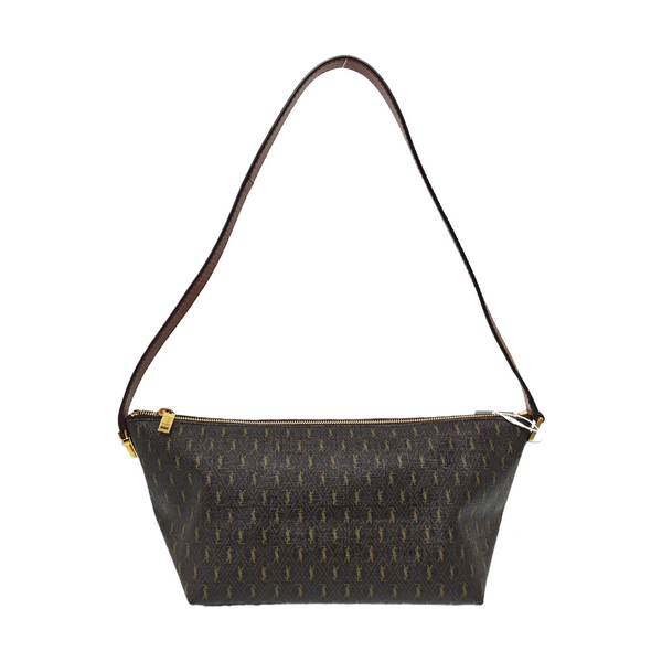 Coated Canvas Shoulder Bag Brown