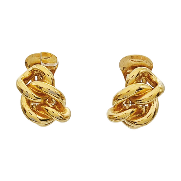 Twist Round Metal Gold Clip On Earrings