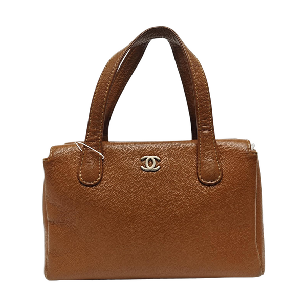 Grained Calfskin Shoulder Bag Brown