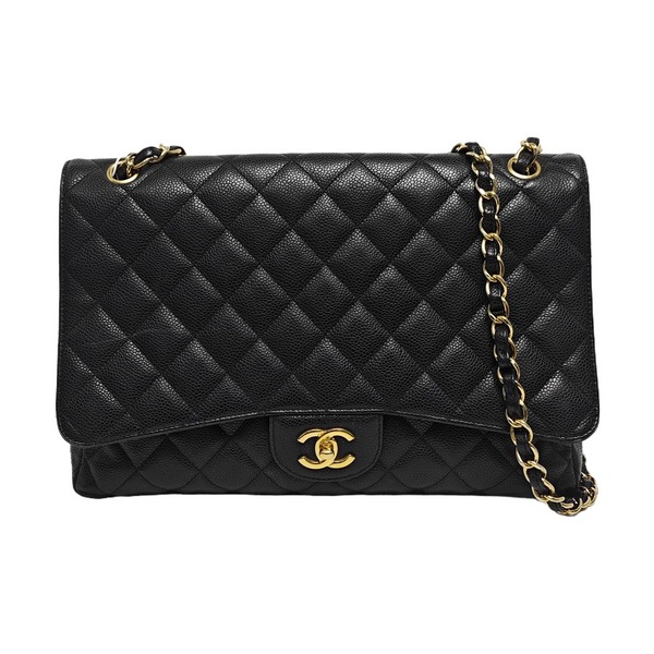 CLASSIC FLAP Maxi Quilted Grained Calfskin Black