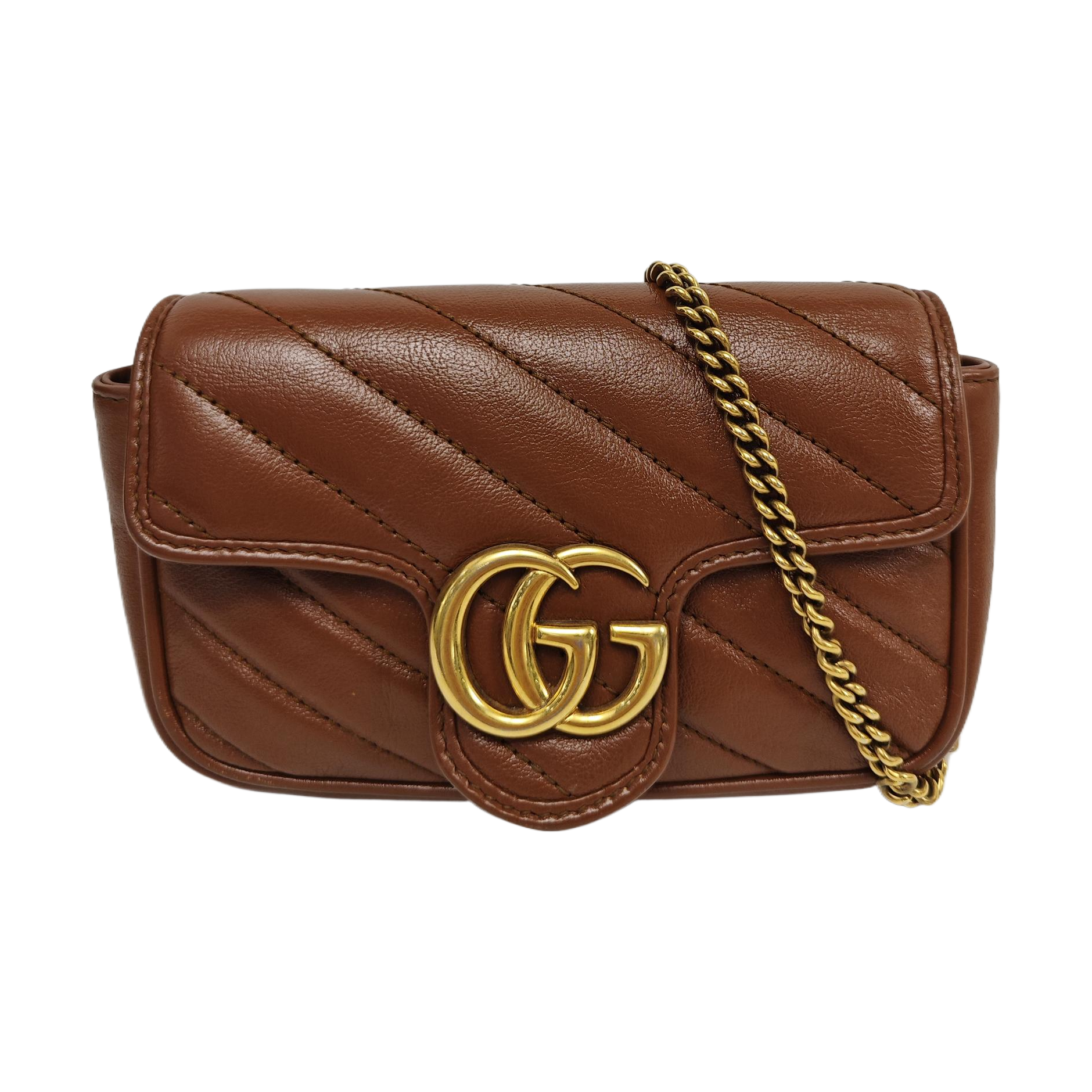GG Marmont Mini Quilted Calfskin Brown