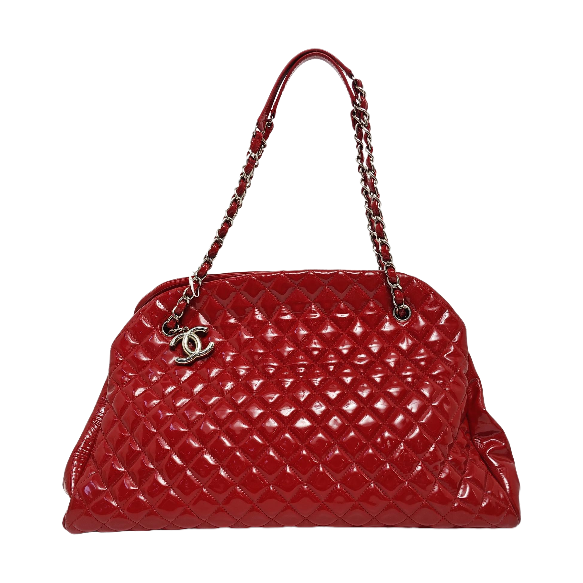 JUST MADEMOISELLE Large Quilted Patent Leather Red