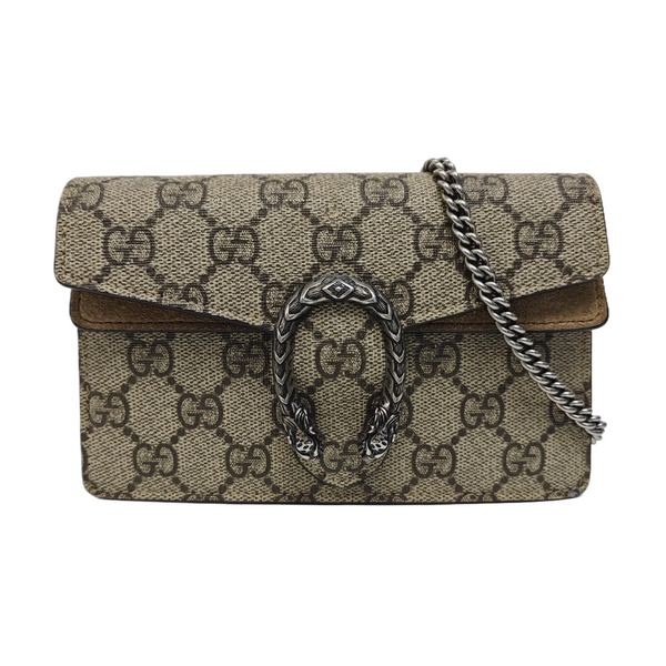 Dionysus Super Mini Monogram Coated Canvas Beige