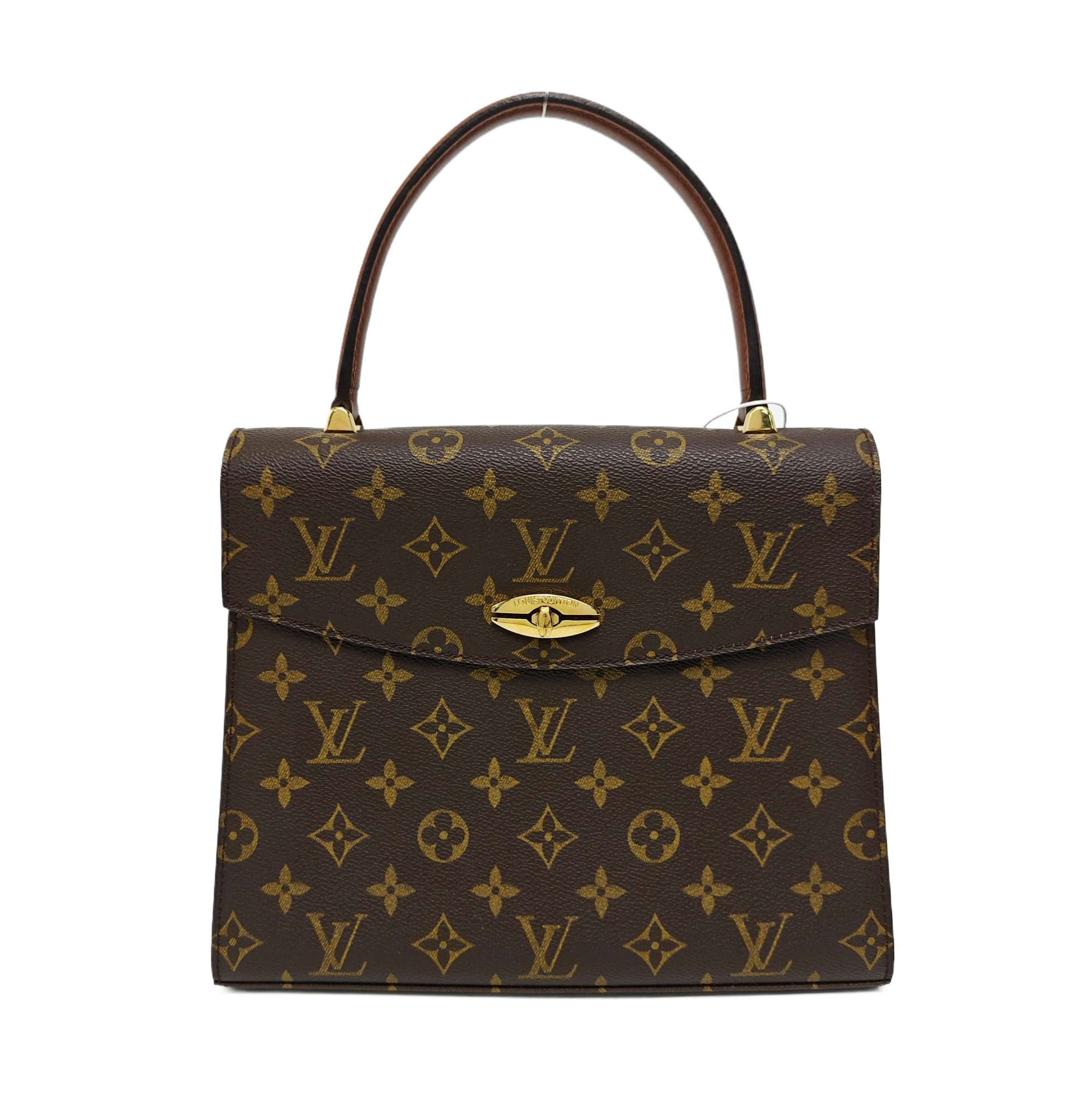 Coated Canvas Top Handle Bag Brown