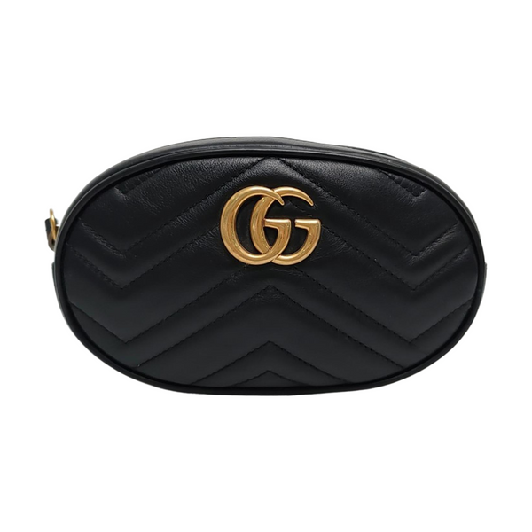 Authenticated pre-owned  GG Marmont Quilted Calfskin Black - Belt Bag at Looply
