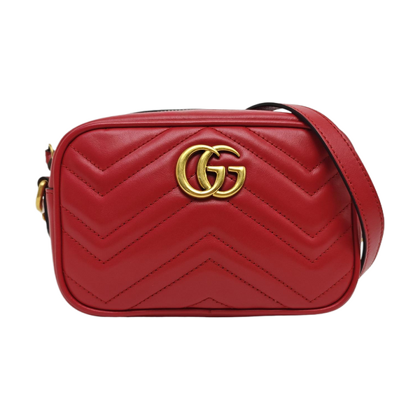 GG Marmont Super Mini Quilted Calfskin Red
