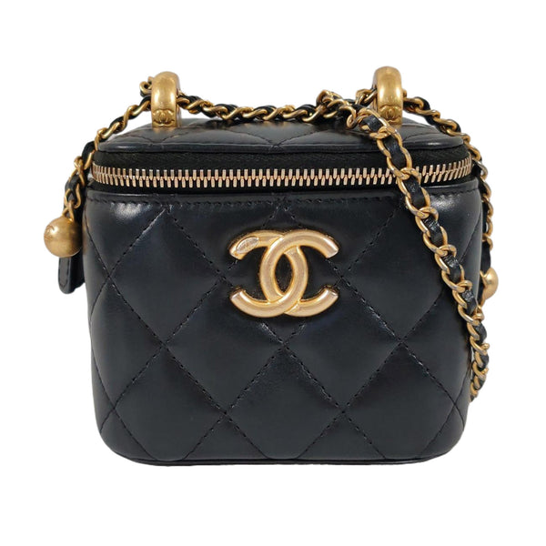 VANITY CASE Mini Quilted Calfskin Black