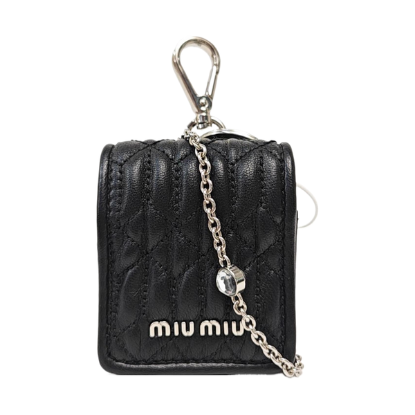 Quilted Lambskin Key Pouch Black
