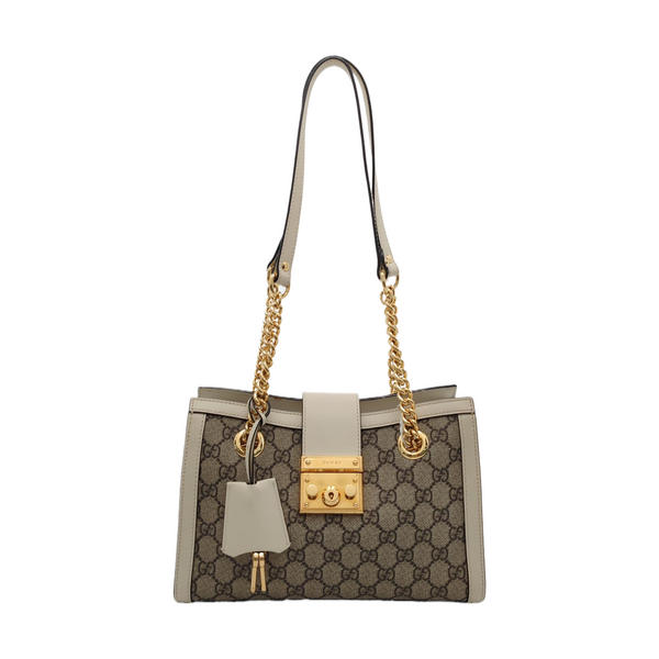 Padlock Small Monogram Coated Canvas Beige