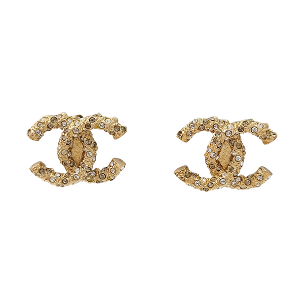 CC Logo Metal Gold Stud Earrings