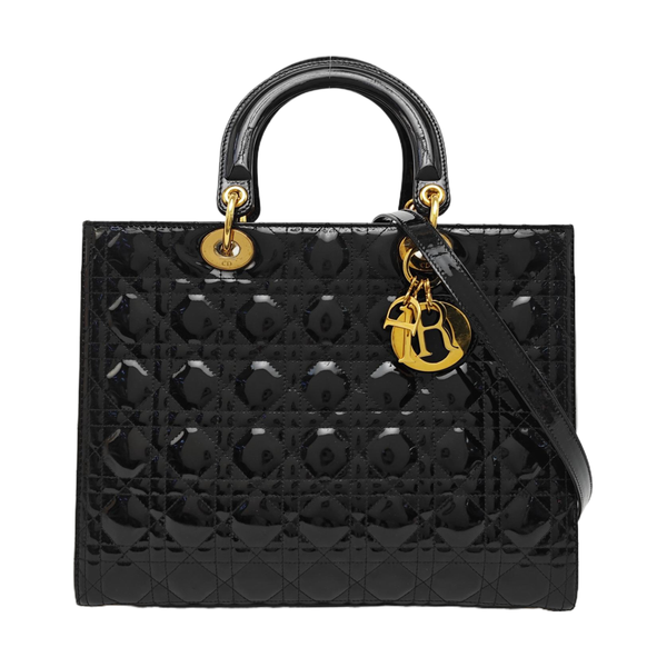Lady Dior Large Patent Leather Black
