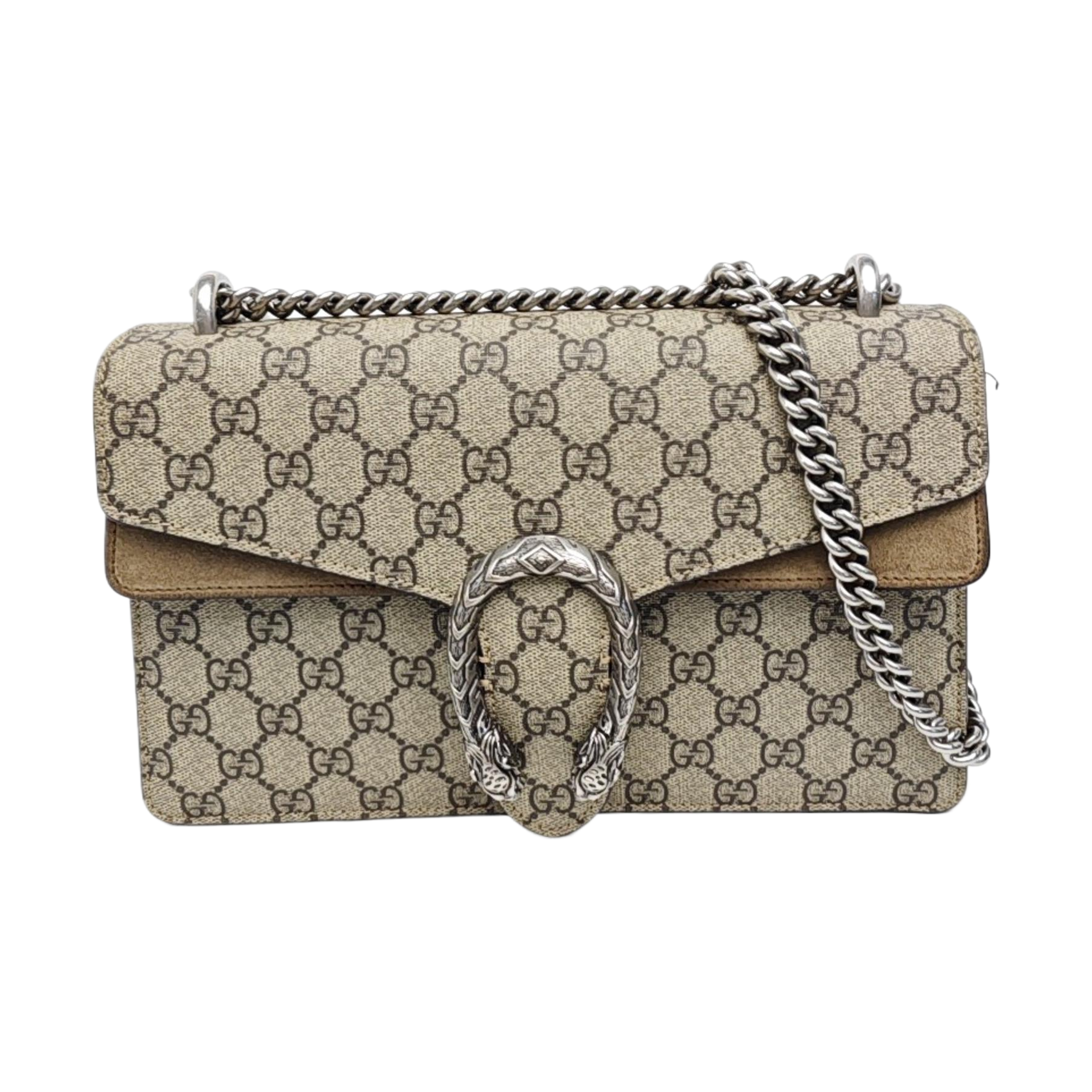 Dionysus Small Monogram Coated Canvas Beige