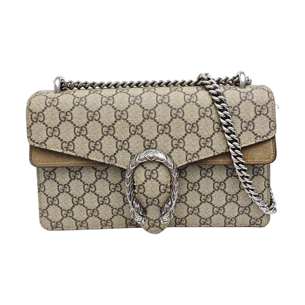 Dionysus Small Monogram Coated Canvas Beige