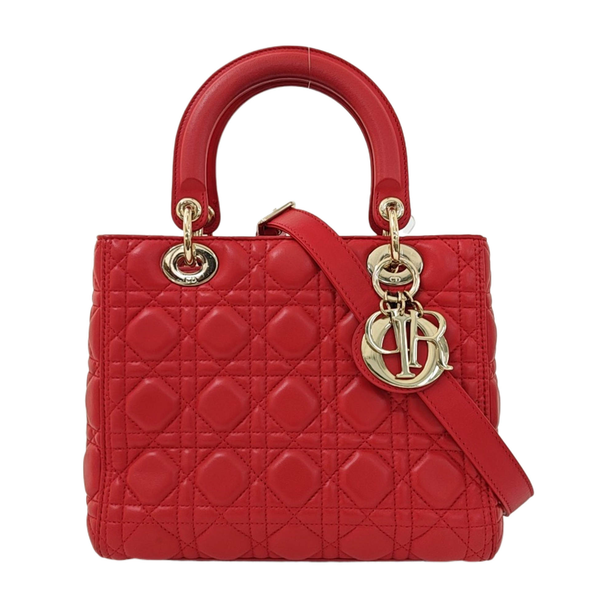 Lady Dior Medium Cannage Lambskin Red