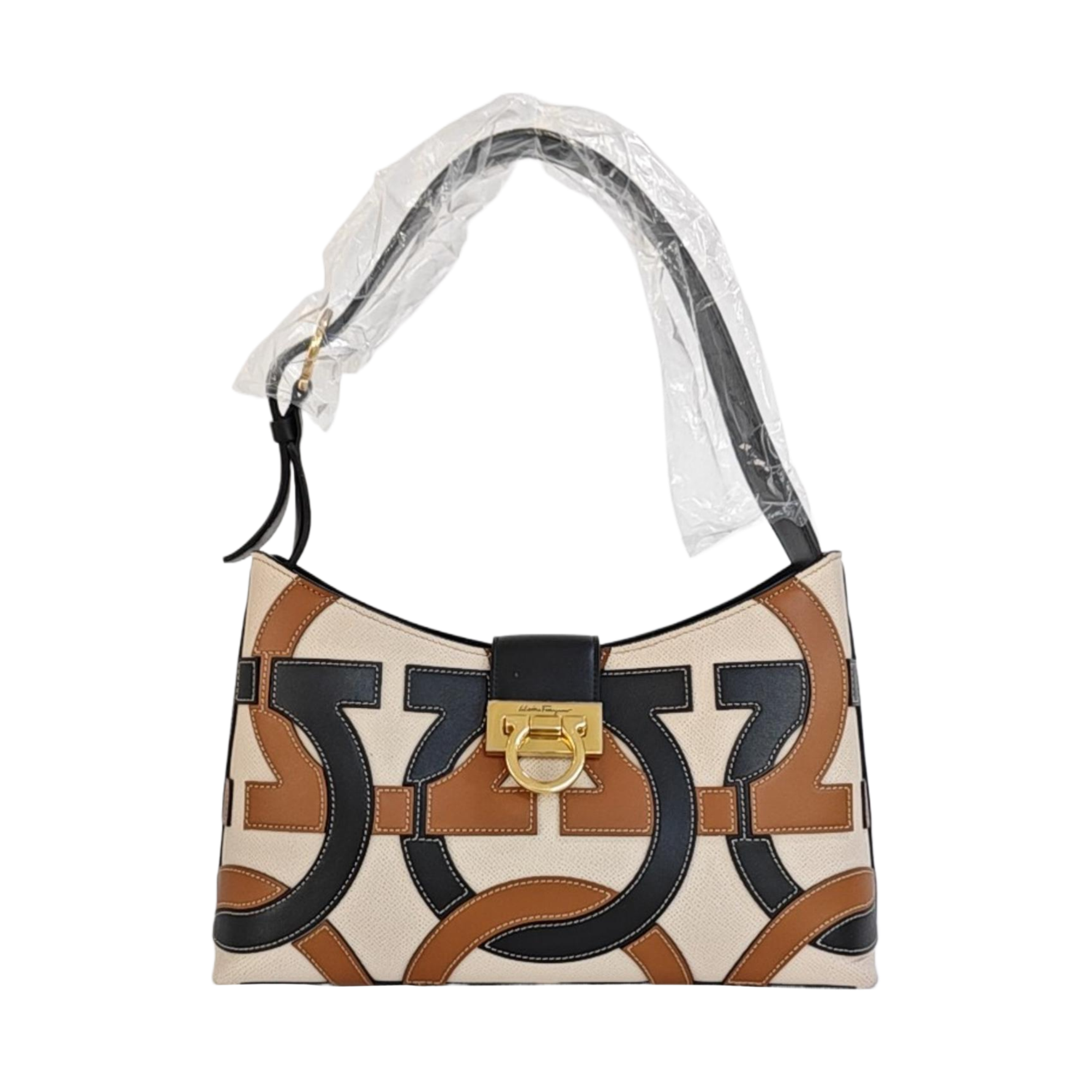 Quilted Calfskin Top Handle Bag Beige