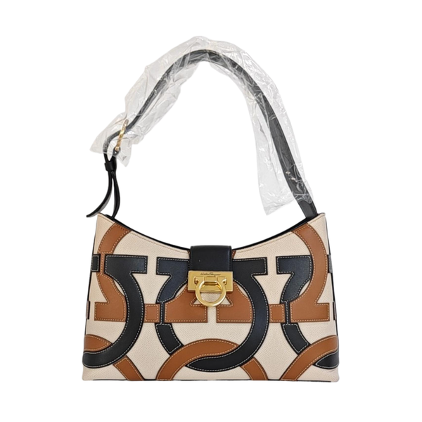 Quilted Calfskin Top Handle Bag Beige