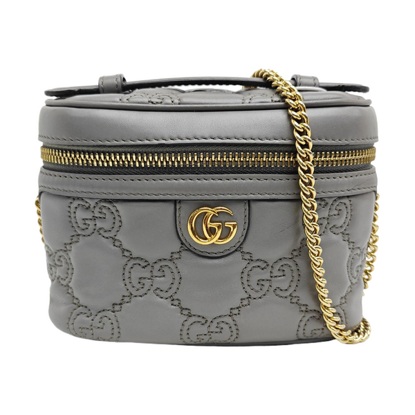 GG Matelassé Mini Quilted Calfskin Gray