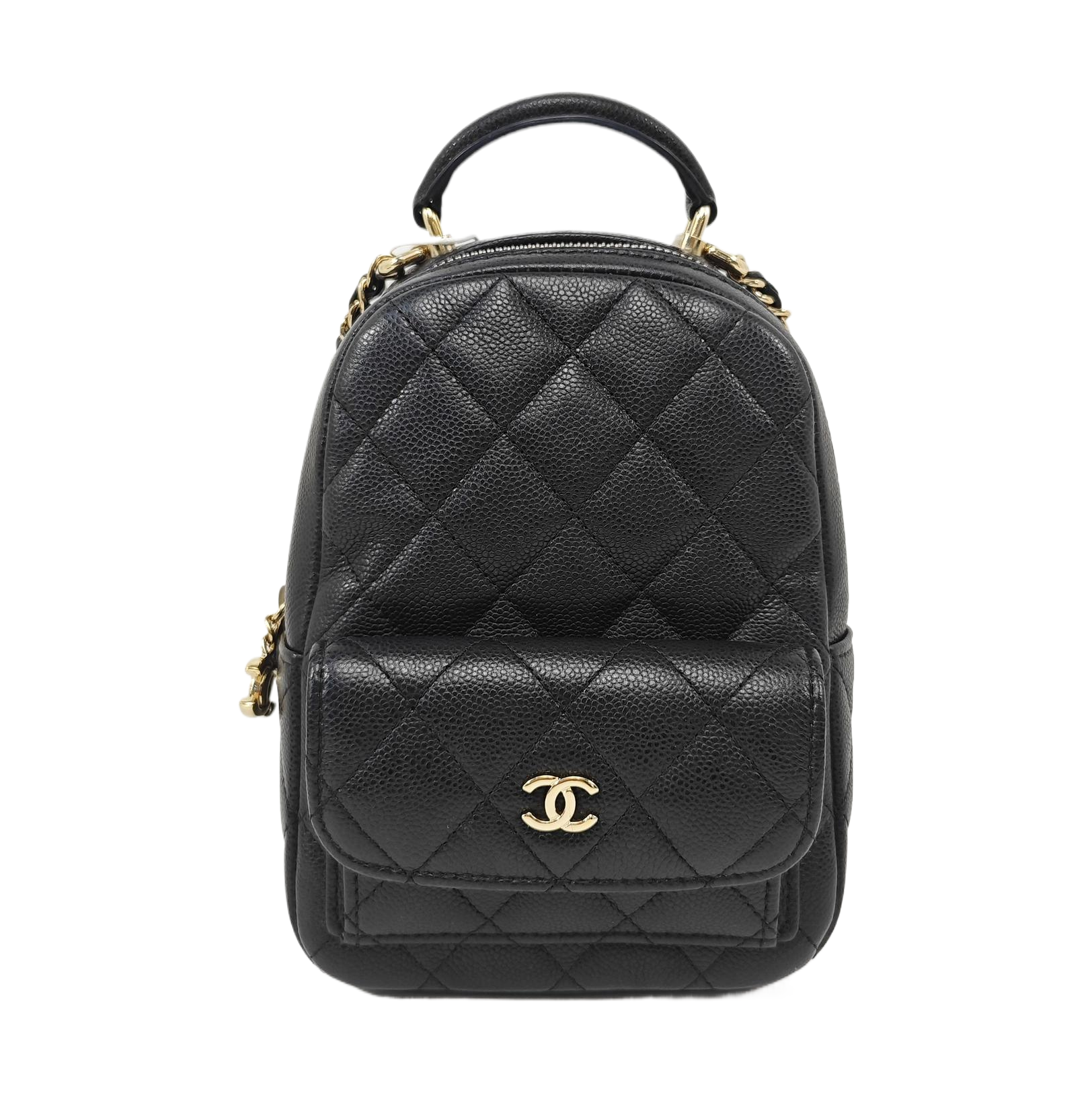 Quilted Grained Calfskin Backpack Mini Black