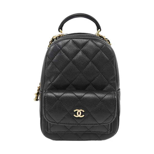 Quilted Grained Calfskin Backpack Mini Black