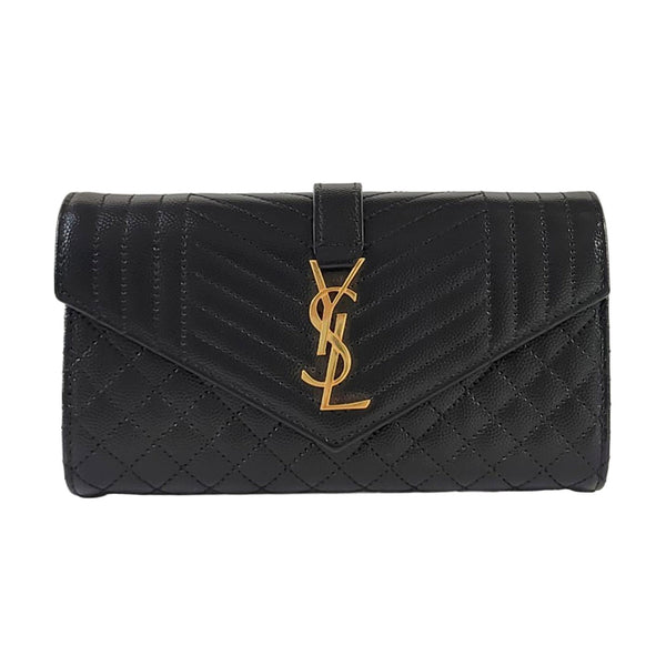 Chevron Calfskin Wallet Large Black