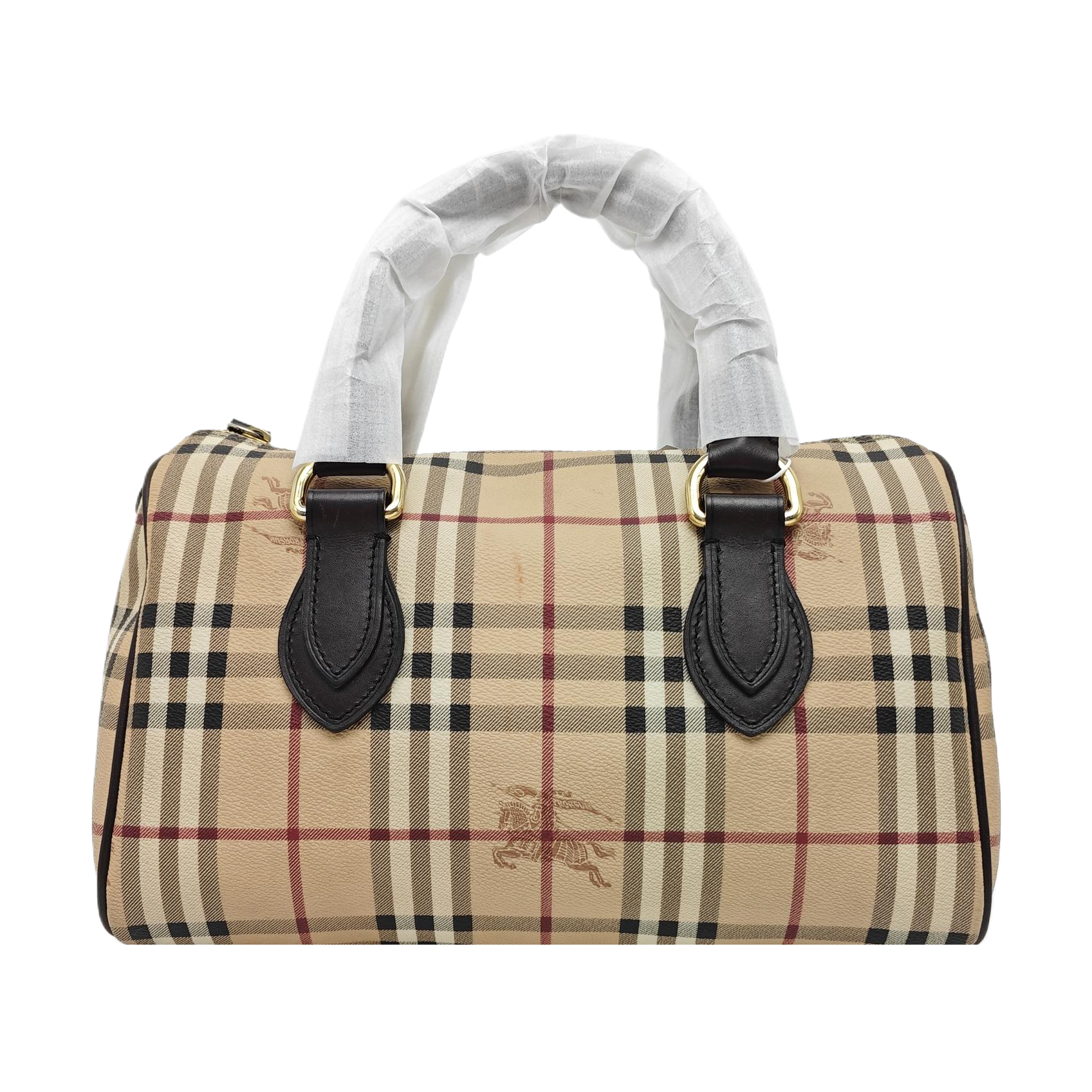 Coated Canvas Top Handle Bag Beige