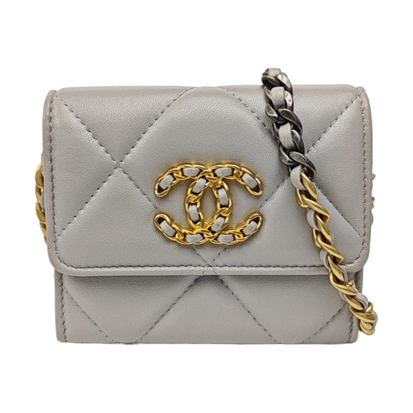CHANEL 19 Small Quilted Lambskin Gray
