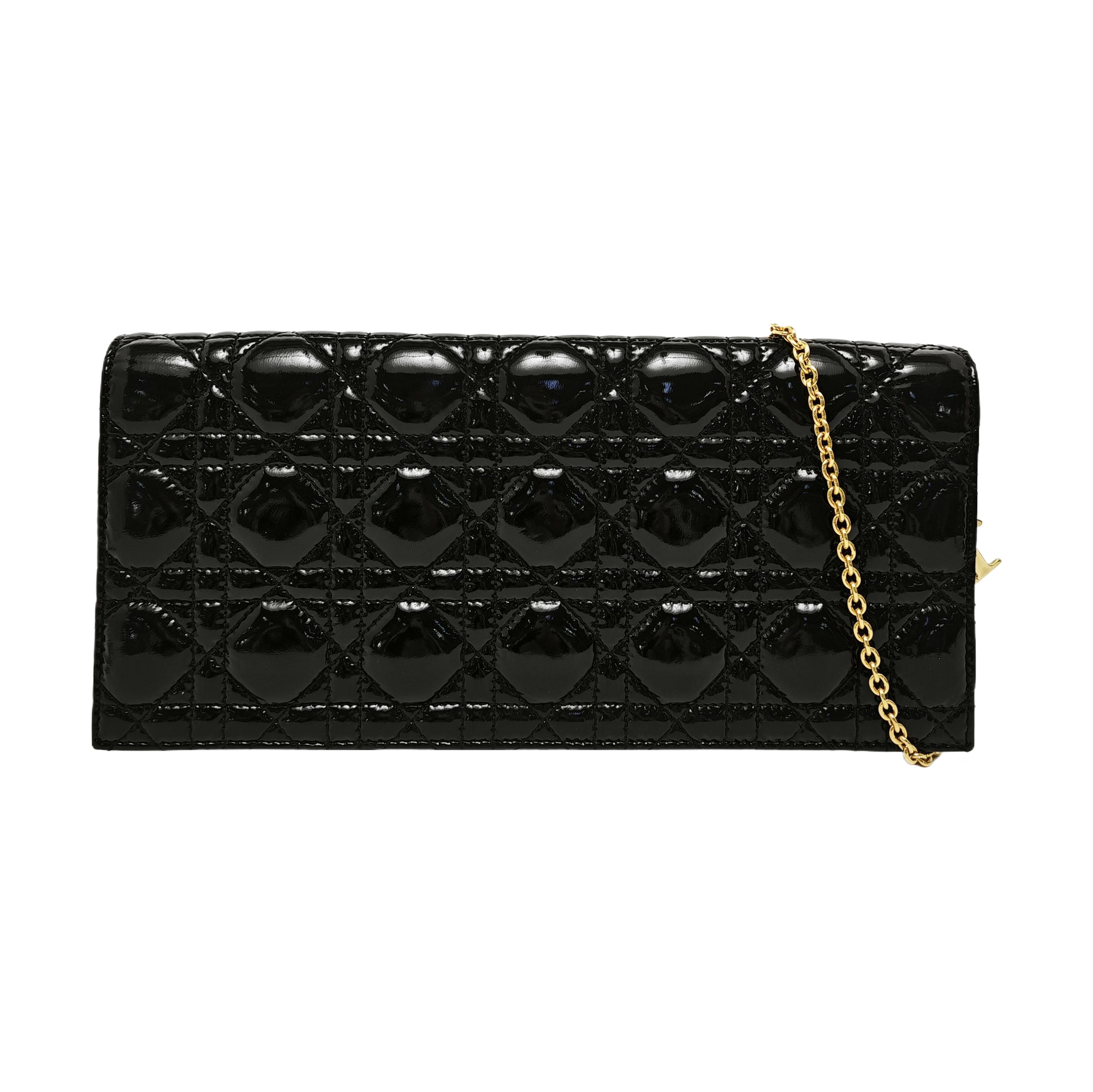Authenticated pre-owned  Lady Dior Cannage Patent Leather Black Wallet - Wallet at Looply