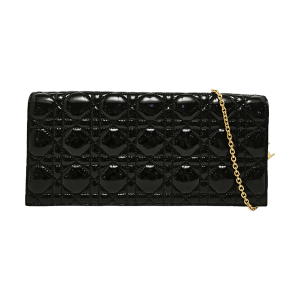 Authenticated pre-owned  Lady Dior Cannage Patent Leather Black Wallet - Wallet at Looply