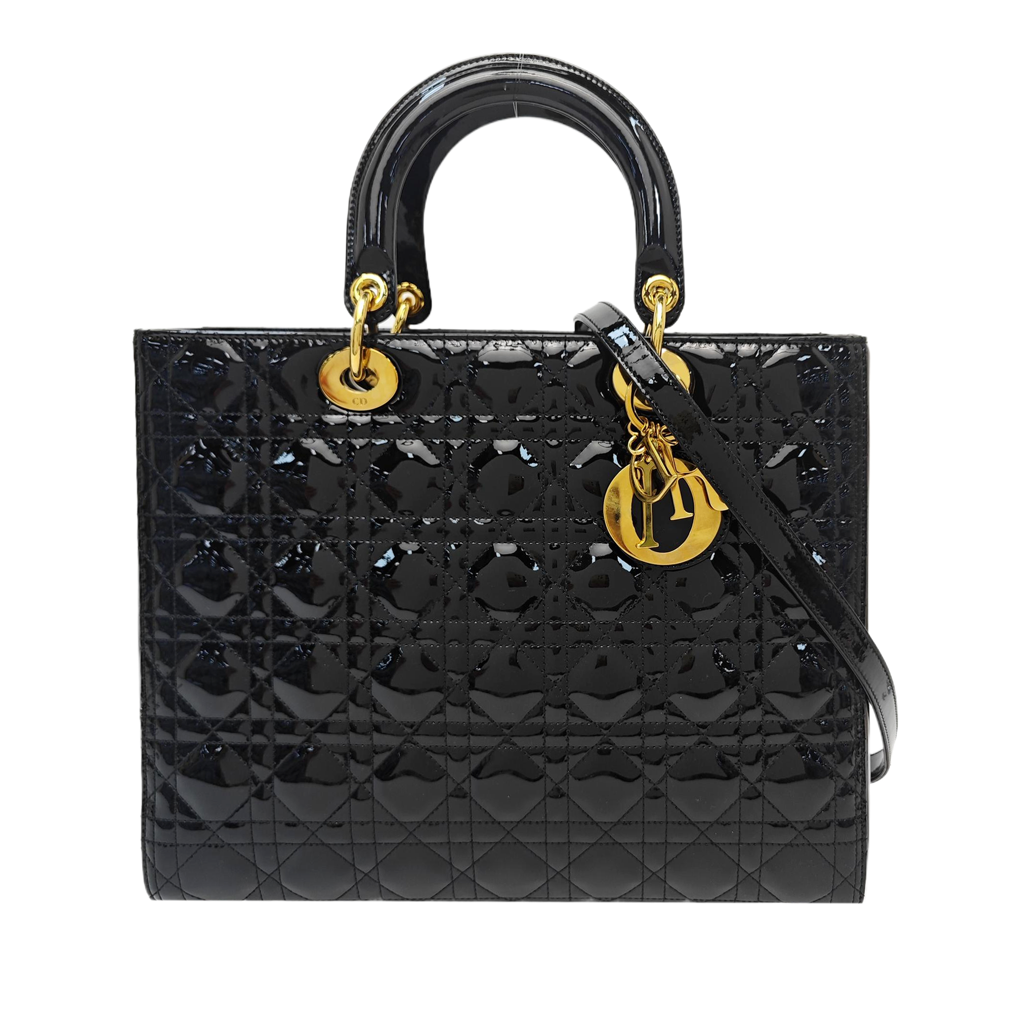 Lady Dior Large Patent Leather Black