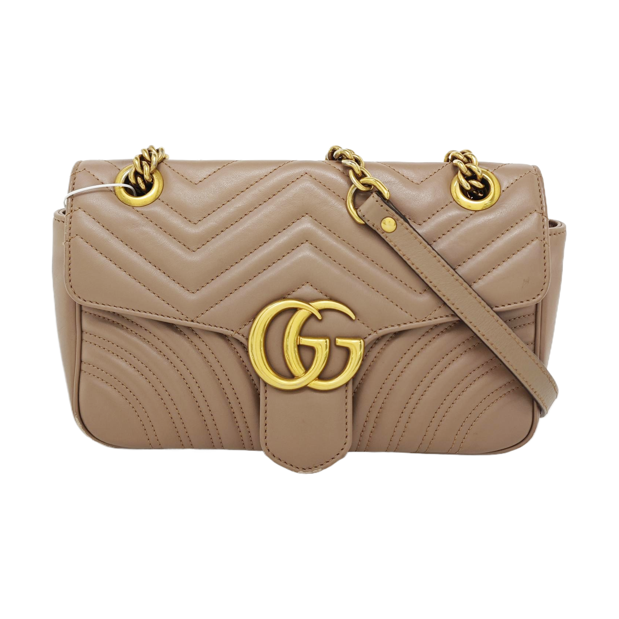 GG Marmont Medium Quilted Calfskin Beige