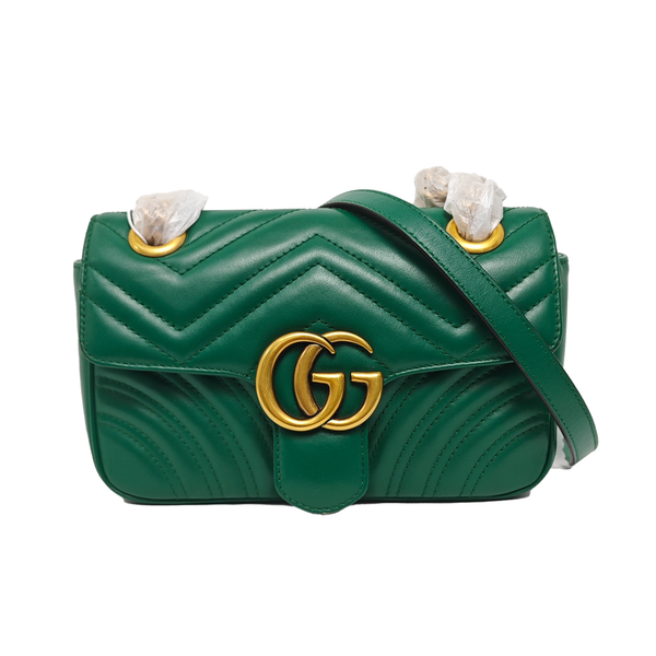 GG Marmont Small Quilted Calfskin Green