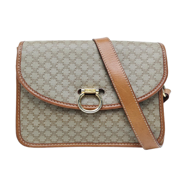 Coated Canvas Shoulder Bag Beige