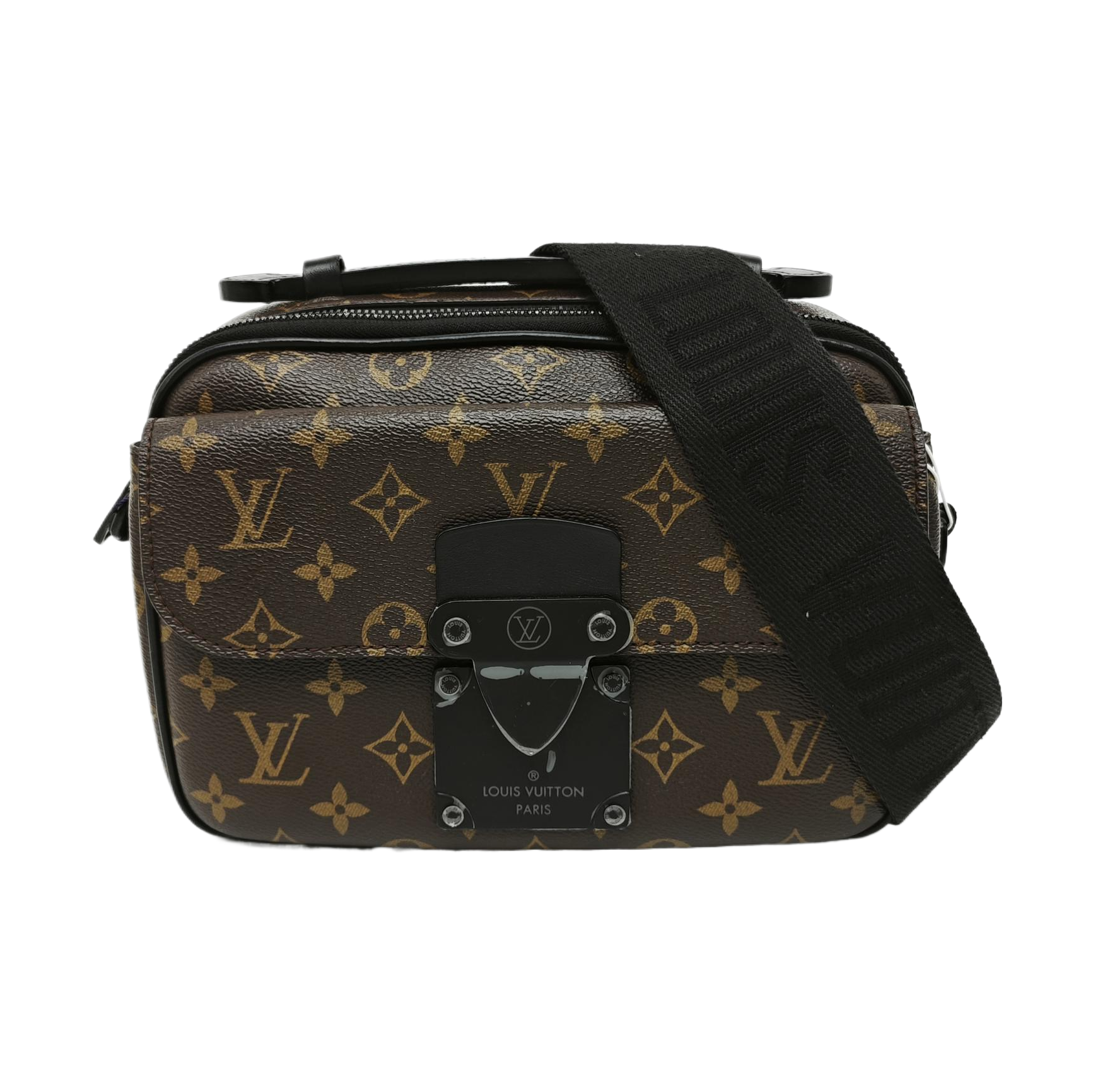 S LOCK Monogram Coated Canvas Brown
