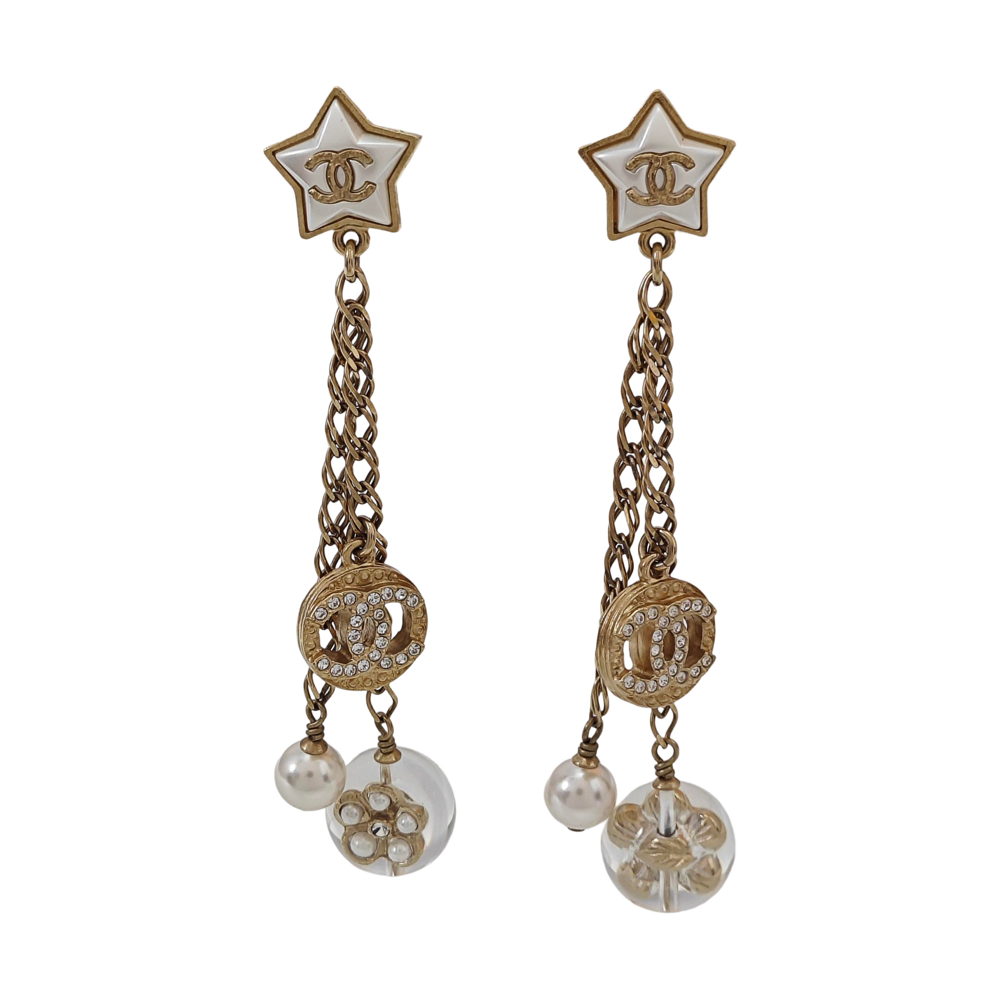 CC Logo Metal Gold Stud Earrings