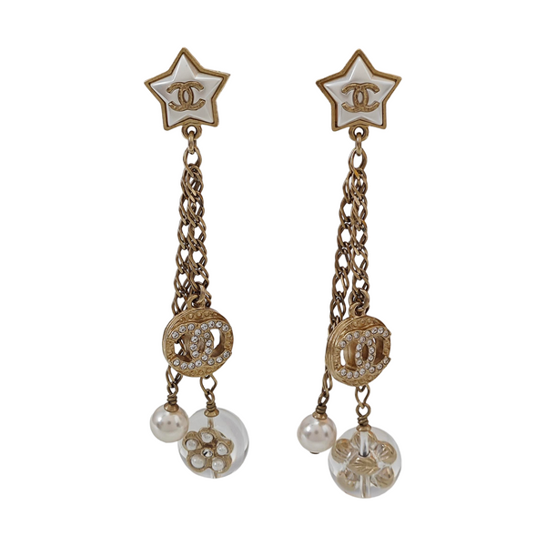 CC Logo Metal Gold Stud Earrings