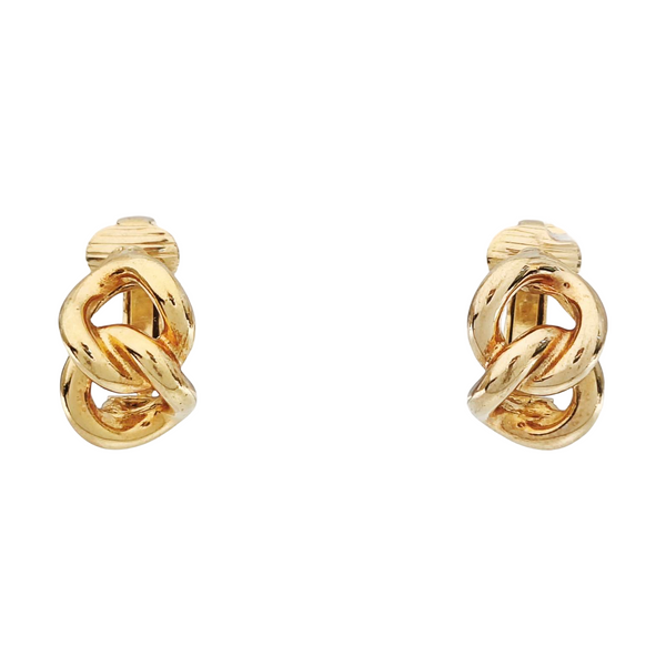 Twist Round Metal Gold Clip On Earrings
