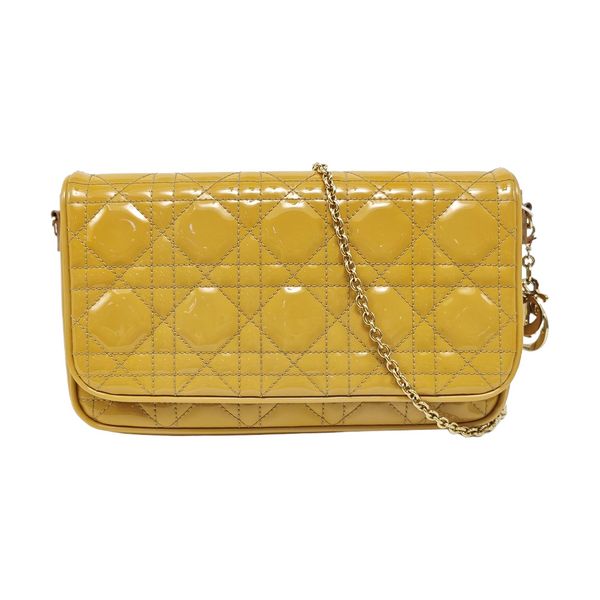 Lady Dior Small Cannage Patent Leather Yellow