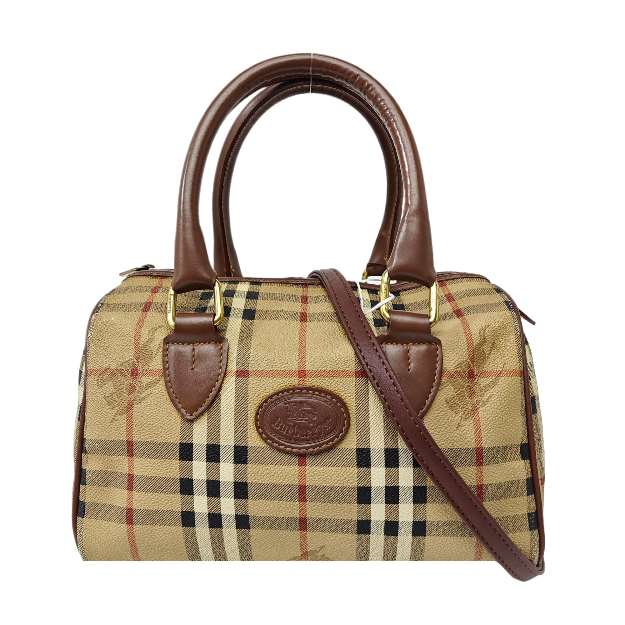 Coated Canvas Top Handle Bag Beige