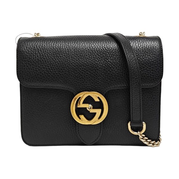 Interlocking G Small Calfskin Black