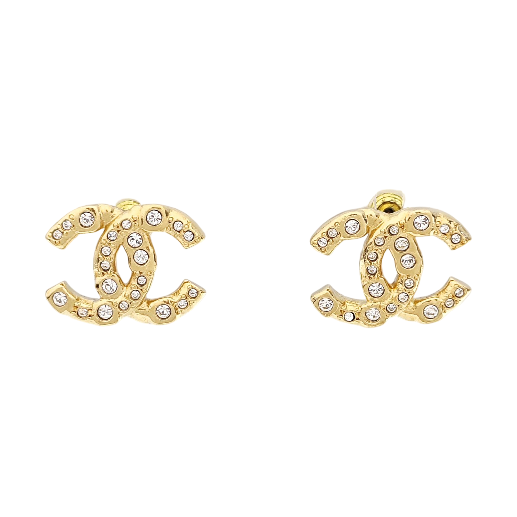 CC Logo Metal Gold Stud Earrings