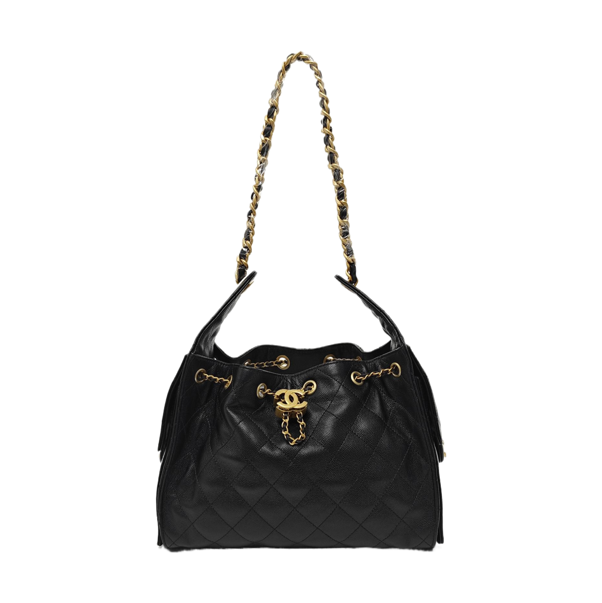 CHANEL 25 Small Quilted Grained Calfskin Black